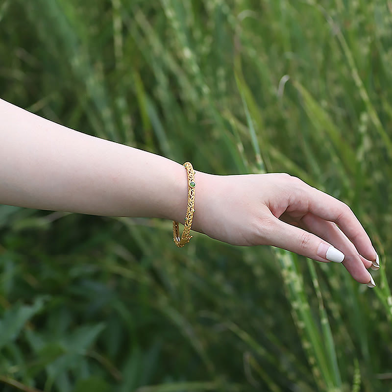 Bracelet de guérison calme et de Buddha Stones en cuivre et jade cyan