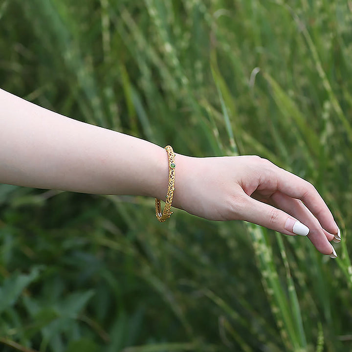 Bracelet de guérison calme et de Buddha Stones en cuivre et jade cyan