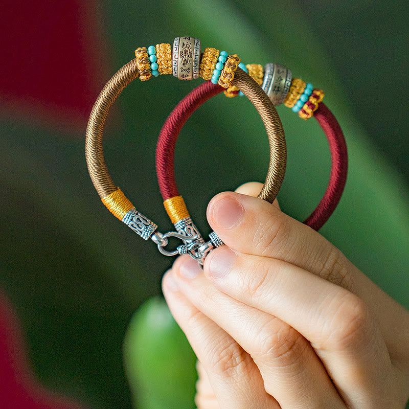Amulette tibétaine faite à la main en Buddha Stones Bracelet tressé de protection contre la chance et le nœud King Kong - image 14