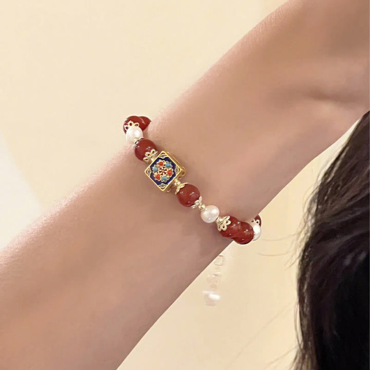 Bracelet de confiance en soi et d'acceptation de soi en perles d'agate rouge de Buddha Stones