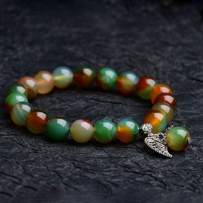 Bracelet de guérison tibétain en agate verte naturelle Buddha Stones