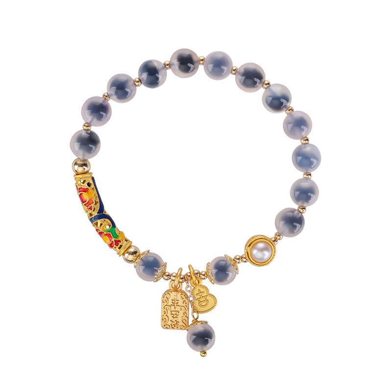 Bracelet de force en agate bleue naturelle Buddha Stones