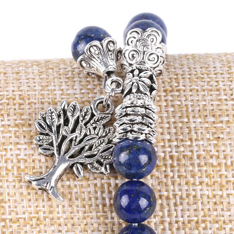 Bracelet extensible porte-bonheur en pierres précieuses naturelles de Buddha Stones Arbre de vie
