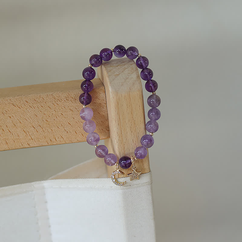 Bracelet de guérison en cristal d'améthyste et étoile de lune