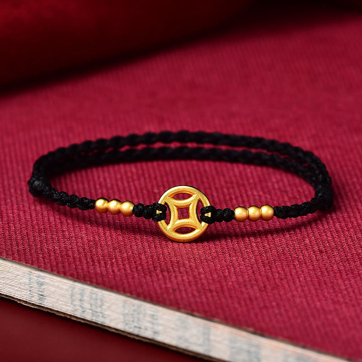 Bracelet de cheville tressé en cuivre avec Buddha Stones