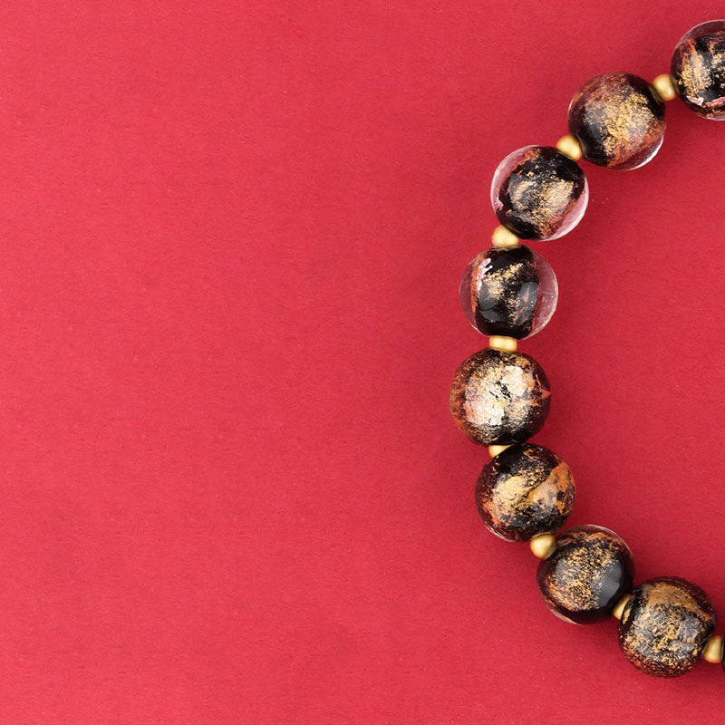Bracelet porte-bonheur en perles de verre avec breloque en forme de gourde et de lotus Liuli, Buddha Stones tibétaines Om Mani Padme Hum Fu