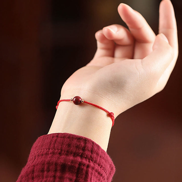 Bracelet de cheville en perles de cinabre porte-bonheur naturelles en Buddha Stones
