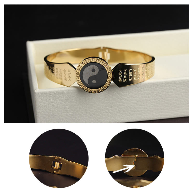 Bracelet jonc en acier titane Buddha Stones Yin Yang Lotus Om Mani Padme Hum Mantra Harmony