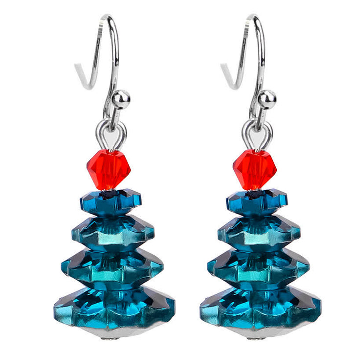 Boucles d'oreilles pendantes en cristal varié avec améthyste et arbre de Noël