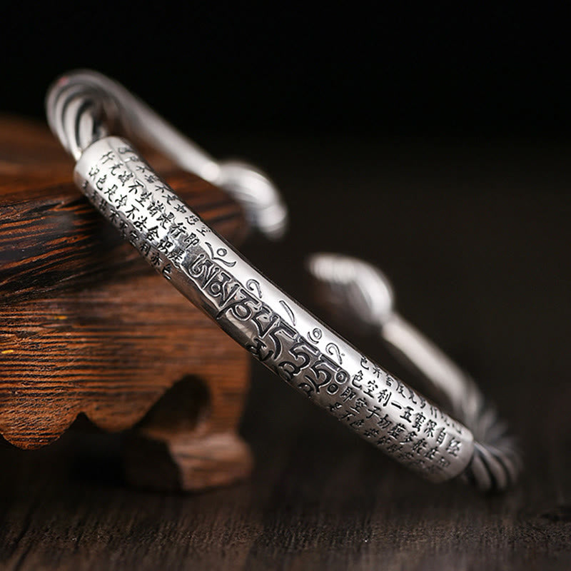 Bracelet manchette tibétain en Buddha Stones Om Mani Padme Hum Sutra du cœur Pureté