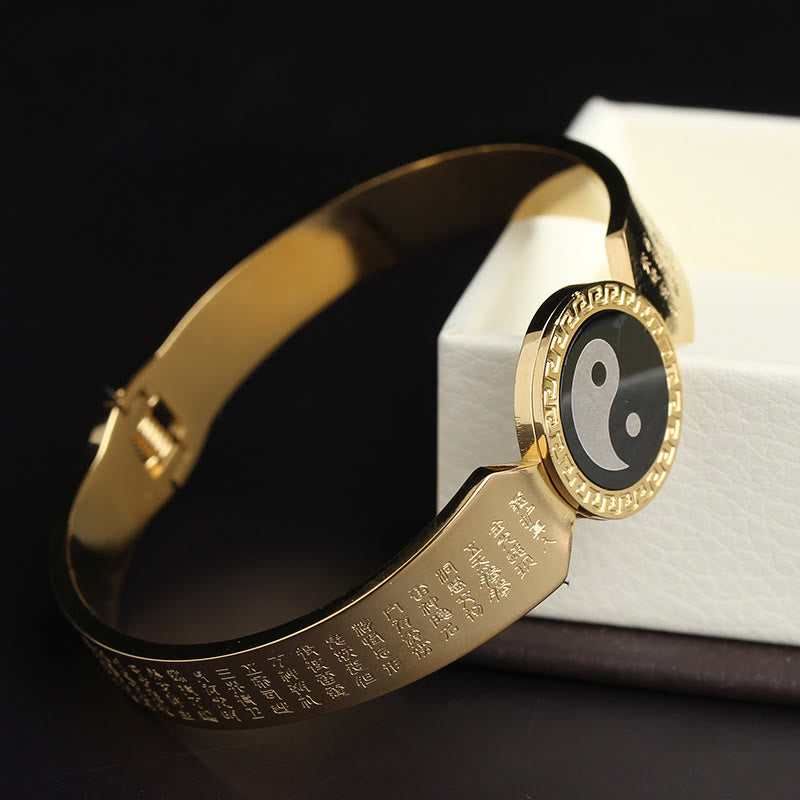 Bracelet jonc en acier titane Buddha Stones Yin Yang Lotus Om Mani Padme Hum Mantra Harmony