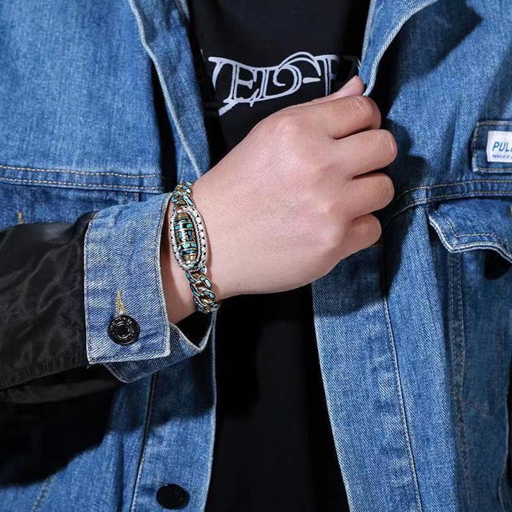 Bracelet de protection rotatif Buddha Stones à neuf yeux en perles dzi Om Mani Padme Hum Turquoise - image 5