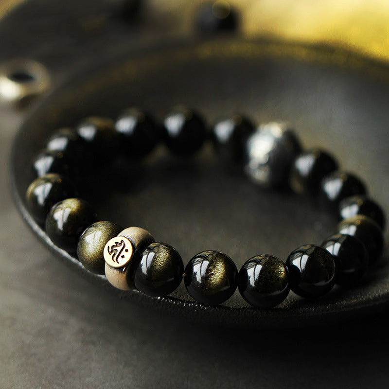 Bracelet de purification en obsidienne Buddha Stones natal du zodiaque chinois