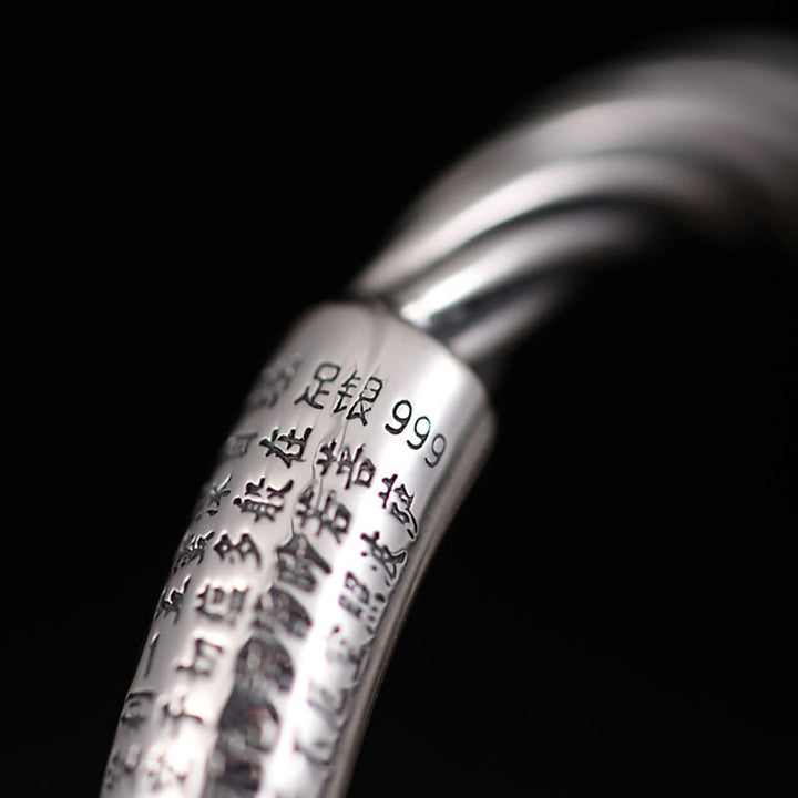 Bracelet manchette tibétain en Buddha Stones Om Mani Padme Hum Sutra du cœur Pureté