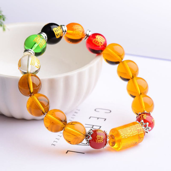 Bracelet de fortune et de bonheur en Buddha Stones en citrine naturelle