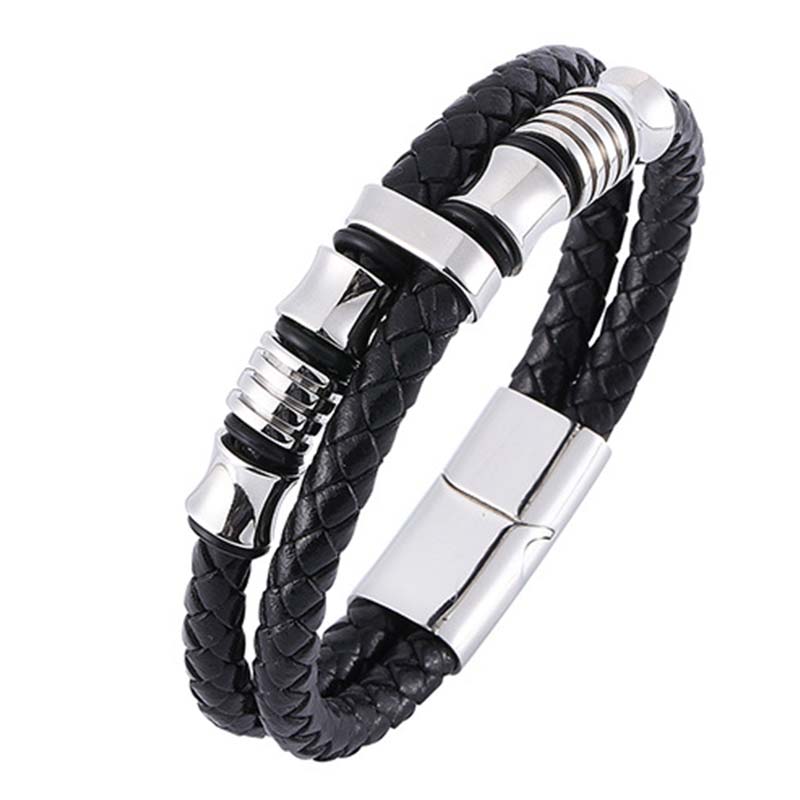 Bracelet porte-bonheur en cuir tressé à plusieurs couches avec Buddha Stones