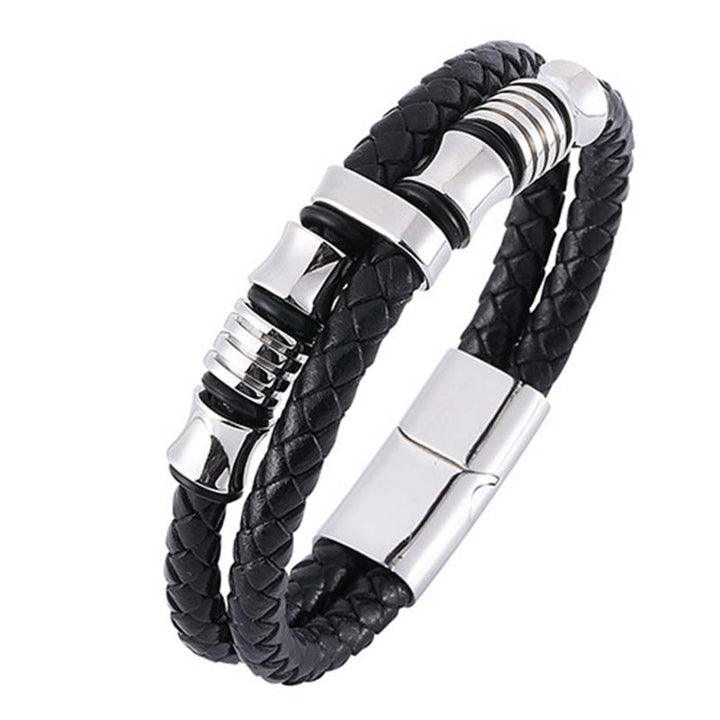 Bracelet porte-bonheur en cuir tressé à plusieurs couches avec Buddha Stones