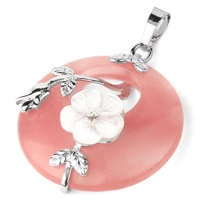 Collier pendentif de guérison en forme de fleur d'aventurine verte et d'améthyste en cristal divers de Buddha Stones