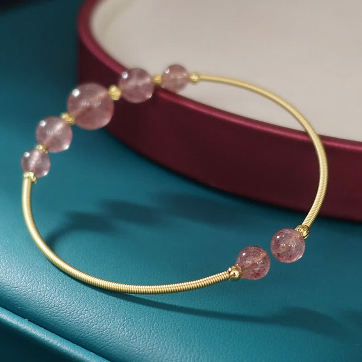Bracelet de guérison d'amour en quartz fraise naturel Buddha Stones
