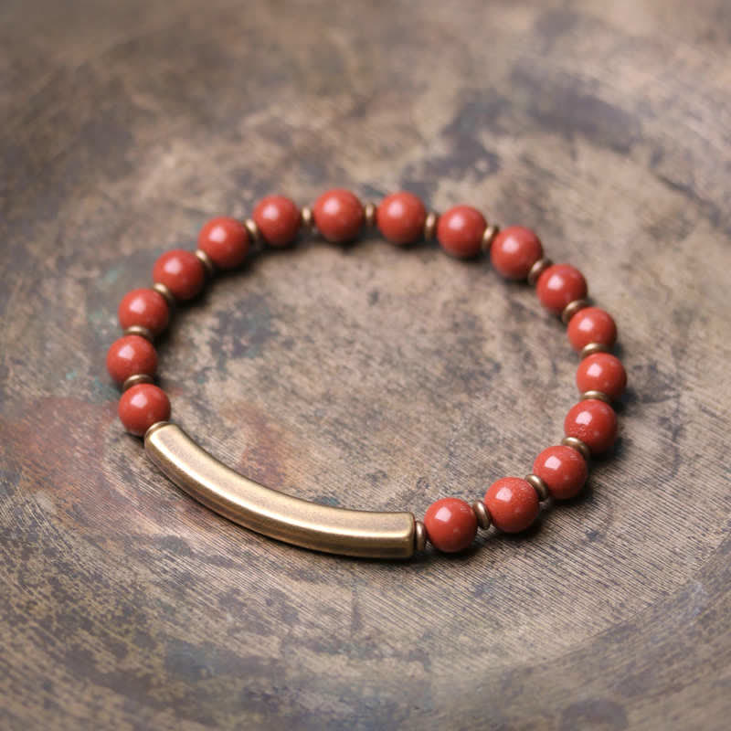 Bracelet couple paix en cuivre et cristal d'obsidienne noire en Buddha Stones Jaspe rouge Agate mousse