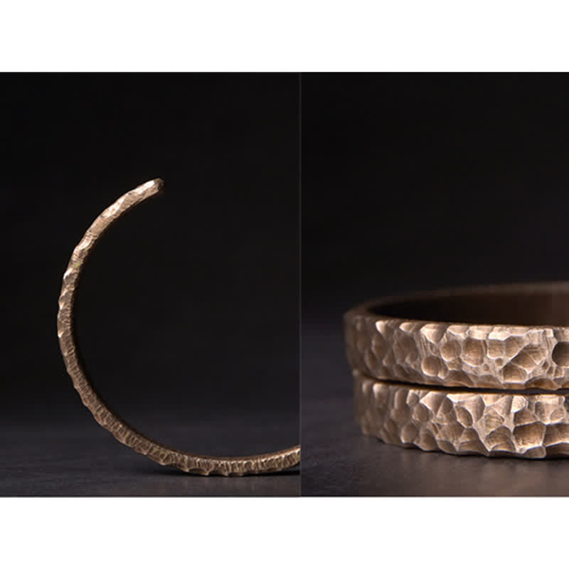 Bracelet manchette d'équilibre en cuivre et pierre de lave
