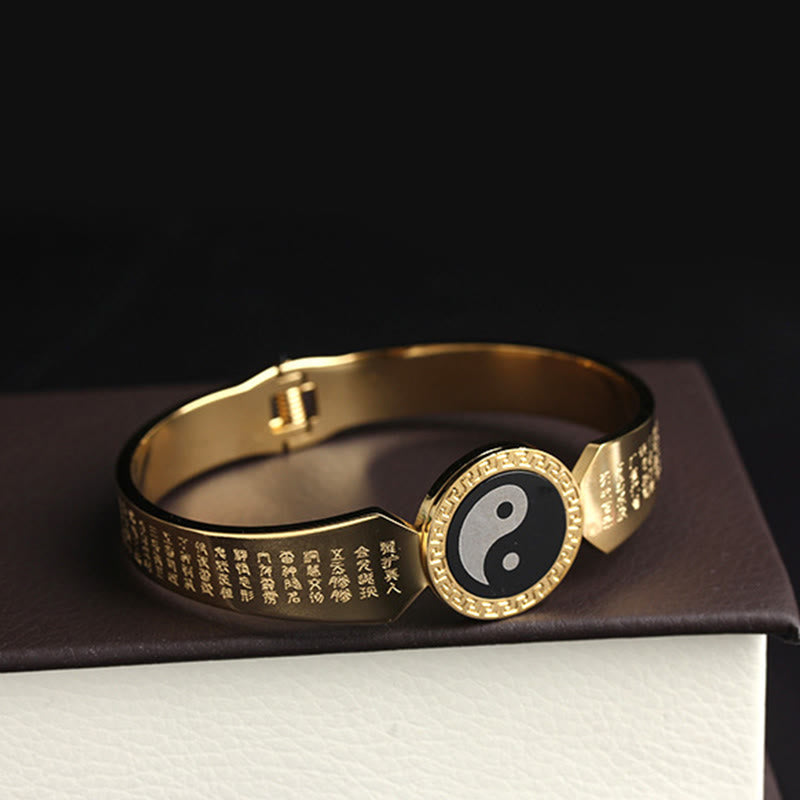 Bracelet jonc en acier titane Buddha Stones Yin Yang Lotus Om Mani Padme Hum Mantra Harmony