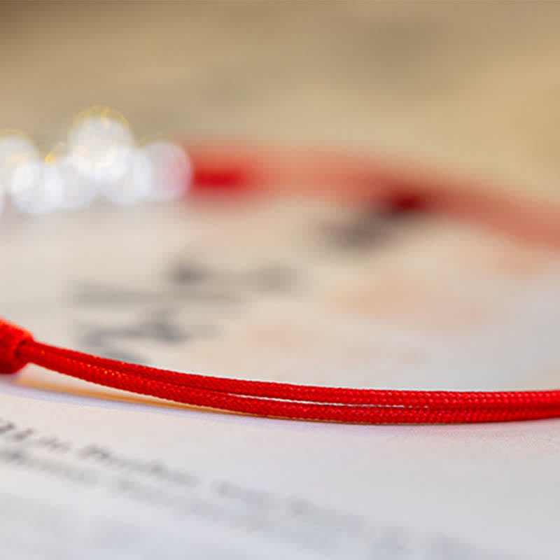 Bracelet de cheville en argent sterling 925 avec breloque en forme de cloche tressée rouge et Buddha Stones