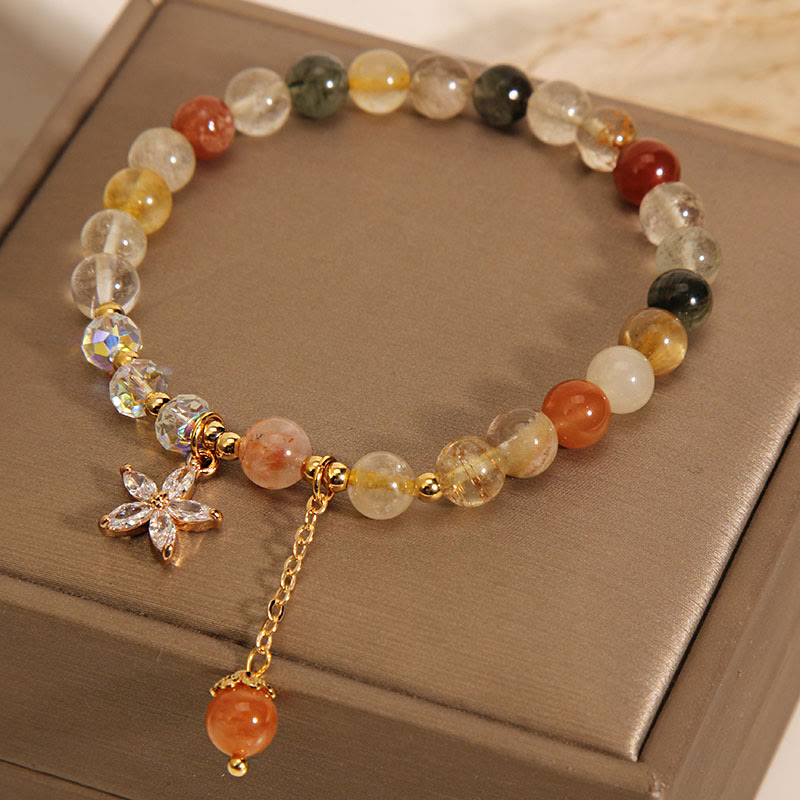 Bracelet de fleur en zircon et quartz rutile multicolore de Buddha Stones