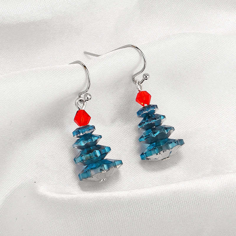 Boucles d'oreilles pendantes en cristal varié avec améthyste et arbre de Noël