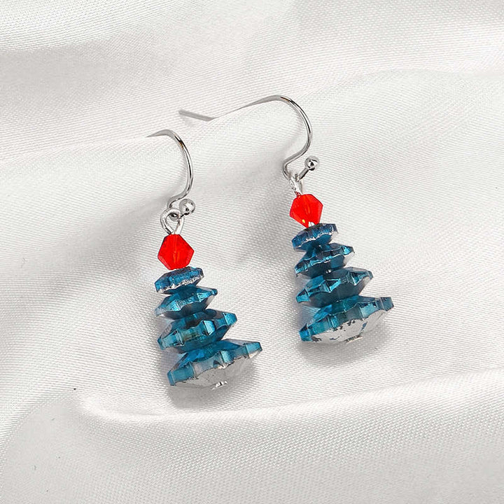 Boucles d'oreilles pendantes en cristal varié avec améthyste et arbre de Noël