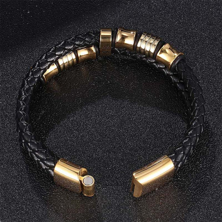 Bracelet porte-bonheur en cuir tressé à plusieurs couches avec Buddha Stones