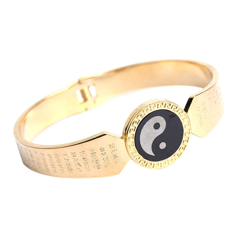 Bracelet jonc en acier titane Buddha Stones Yin Yang Lotus Om Mani Padme Hum Mantra Harmony