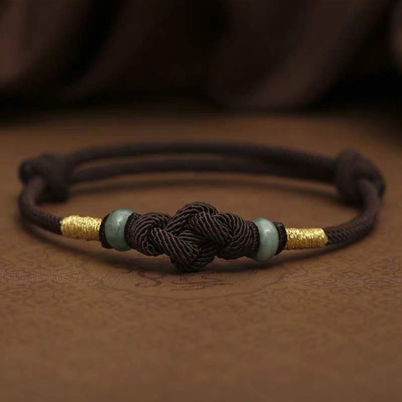 Bracelet tressé pour couple avec cordon rouge en jade et Buddha Stones
