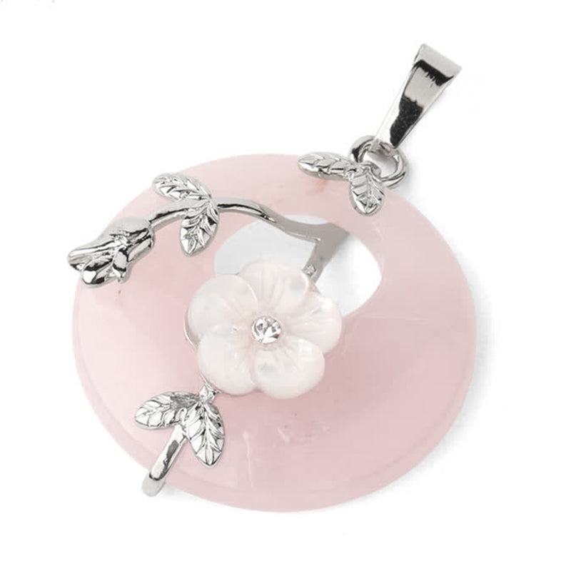 Collier pendentif de guérison en forme de fleur d'aventurine verte et d'améthyste en cristal divers de Buddha Stones