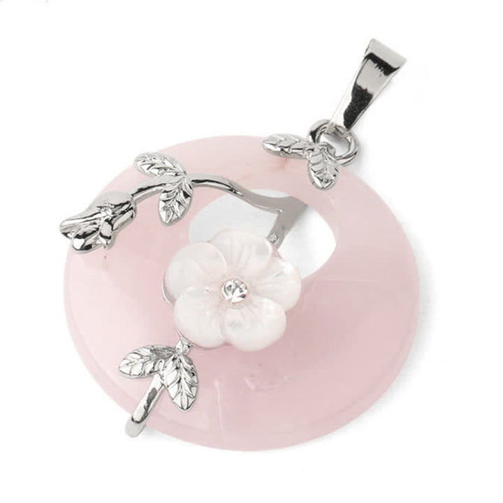 Collier pendentif de guérison en forme de fleur d'aventurine verte et d'améthyste en cristal divers de Buddha Stones