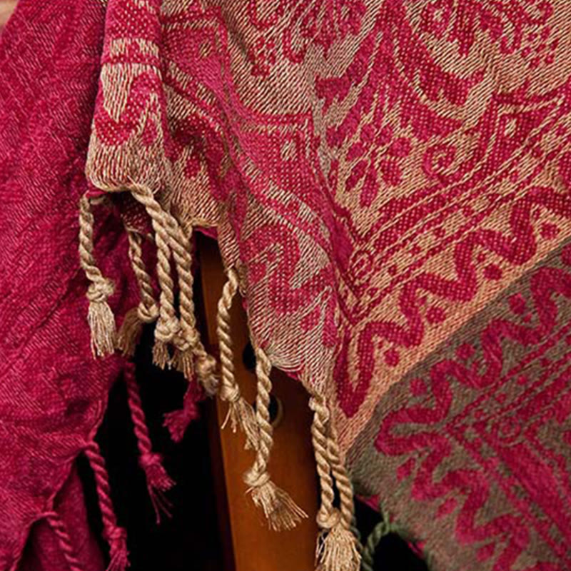 Couverture artisanale tibétaine à motifs floraux en Buddha Stones teinte à la main