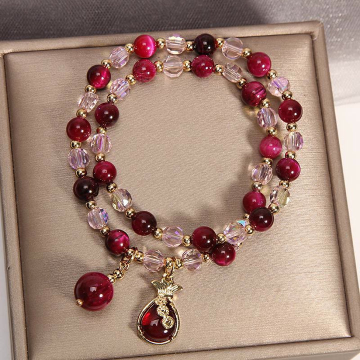 Bracelet double tour en œil de tigre Pixiu Fox pour protection du sac d'argent et confiance en soi