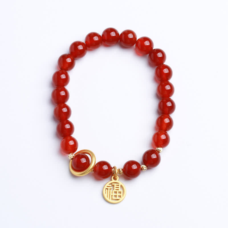 Bracelet de confiance en agate rouge naturelle avec lettre de bénédiction