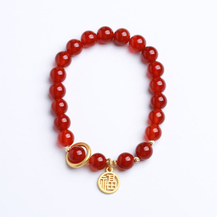 Bracelet de confiance en agate rouge naturelle avec lettre de bénédiction