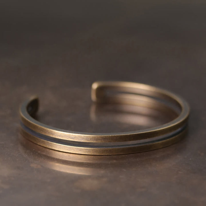 Bracelet manchette viking en cuivre rustique avec Buddha Stones