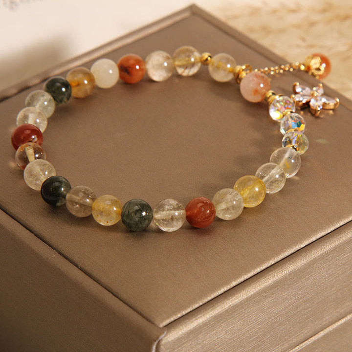 Bracelet de fleur en zircon et quartz rutile multicolore de Buddha Stones