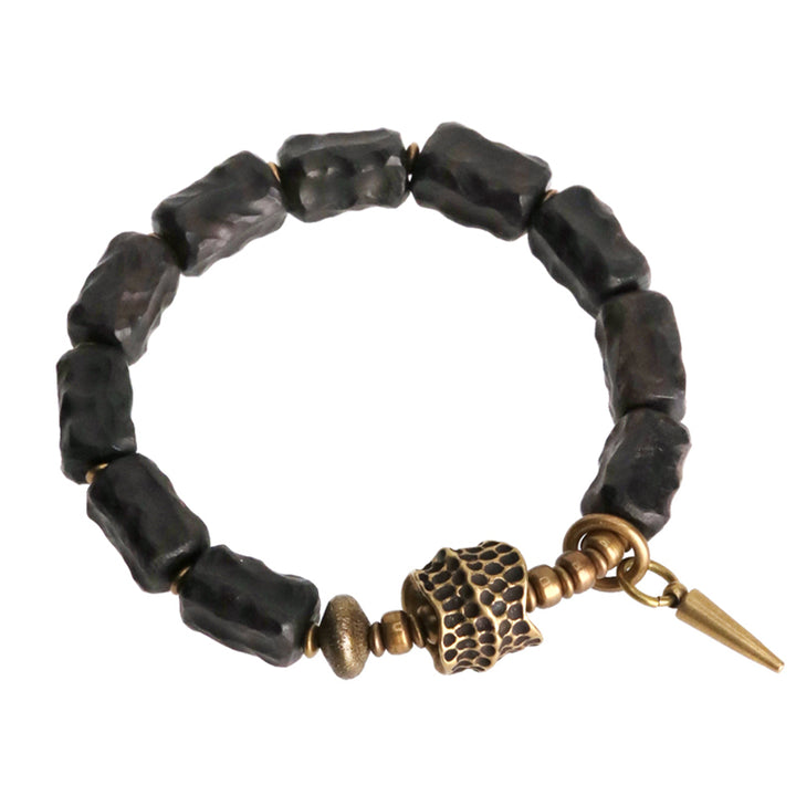 Bracelet Couple Protection Équilibre Bois Ébène Cuivre Buddha Stones