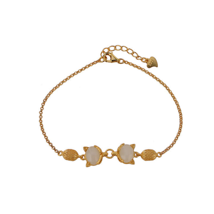 Bracelet porte-bonheur en argent sterling 925 Buddha Stones et jade blanc Hetian naturel cyan