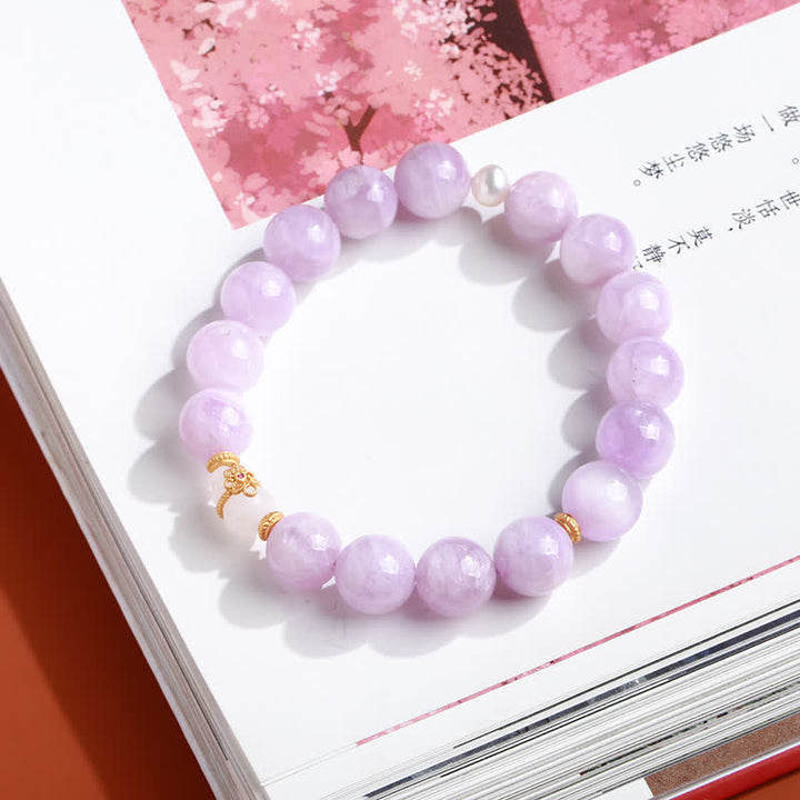 Bracelet de croissance spirituelle en jade blanc Kunzite Hetian