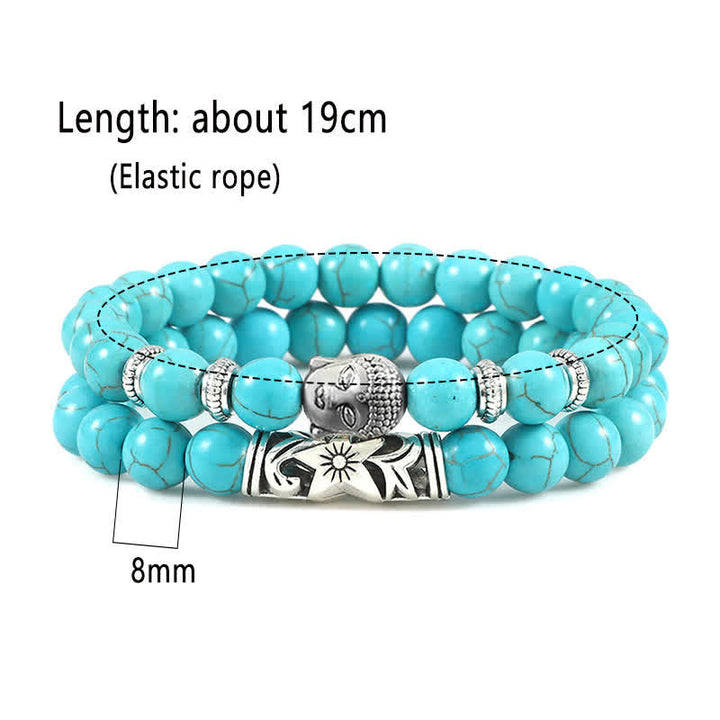 Bracelet de protection Bouddha en agate cristal naturel 2 pièces