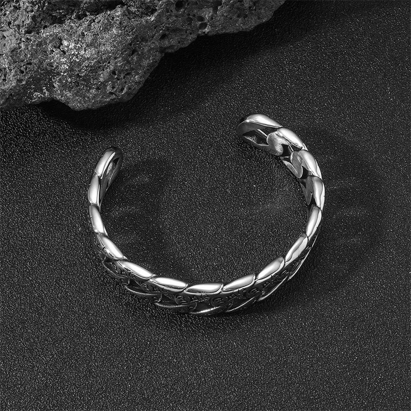 Bracelet jonc tibétain en acier titane avec Buddha Stones et mantra Om Mani Padme Hum