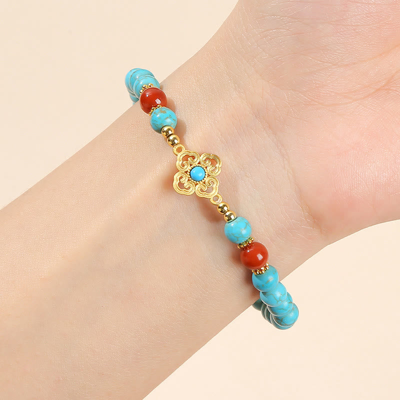 Bracelet d'équilibre et de protection en perles turquoise Buddha Stones