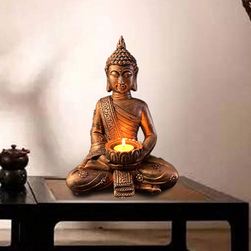 Bougeoir décoratif tibétain en Buddha Stones de Bouddha avec bénédiction du Bouddha