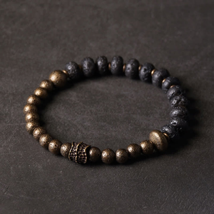 Bracelet manchette d'équilibre en cuivre et pierre de lave