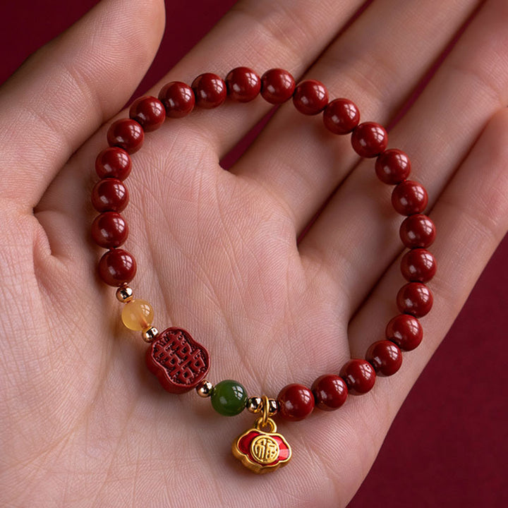 Bracelet Buddha Stones Cinabre Bonheur Calme